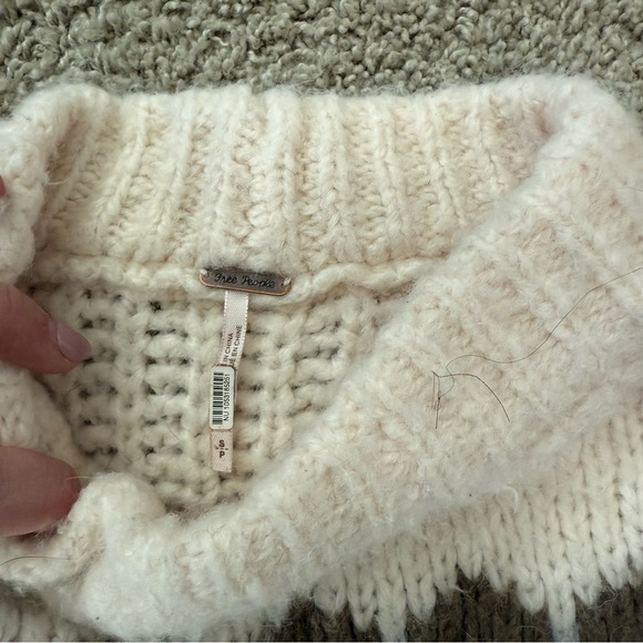 Free People Cream and Brown Patterned Turtleneck Sweater - Picture 4 of 4